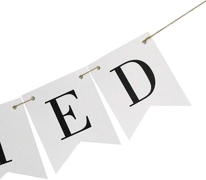 Vintage Just Married Banner Wedding Bunting Photo Booth Props Signs Garland - Image 7