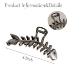 BELSITA Fish Bone Hair Clip, 1PCS Large Metal Black Non-Slip Hair Jaw Clamps Gold Hairpin Clips Fashion Hair Accessories, for Women Thick or Thin Hair Decorations