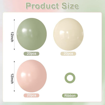 Pink and Green Balloons for Baby Shower Wildflower Birthday Decorations | 60Pcs - Image 2
