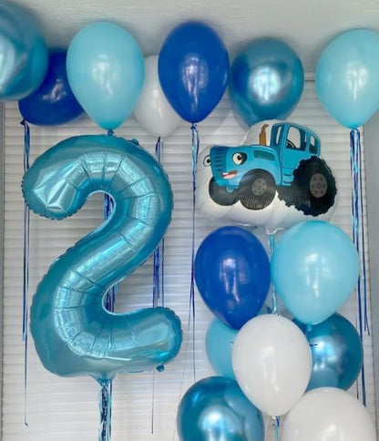 40 Inch Big Pearl Blue Number 2 Balloon Birthday Decoration, Number 2 Helium - Image 5