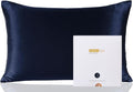 ZIMASILK 100% Pure Mulberry Silk Pillowcase for Hair and Skin Health,Soft and Smooth,Both Sides Premium Grade 6A Silk,600 Thread Count,with Hidden Zipper,1pc (King 20''x36'',Navy Blue)