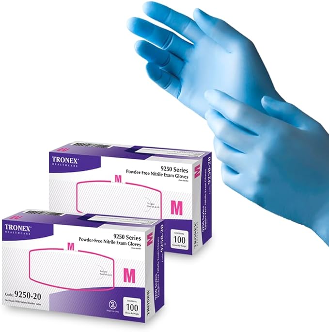 TRONEX XS - 2XL Nitrile Glove, Examination, Fingertip-Textured, Powder-Free, Blue