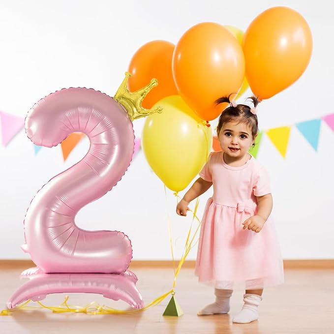 42 Inch Crown Pink Number Balloon, Number 5 Balloon - Image 6