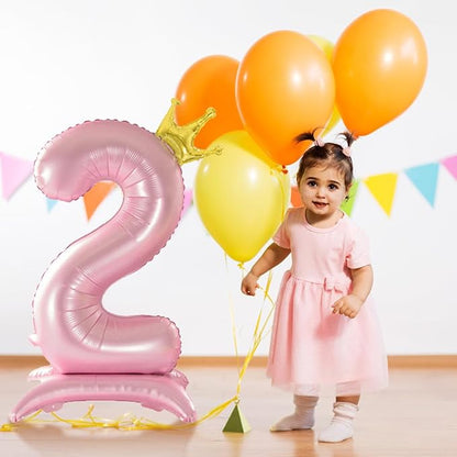 42 Inch Crown Pink Number Balloon, Number 0 Balloon - Image 7