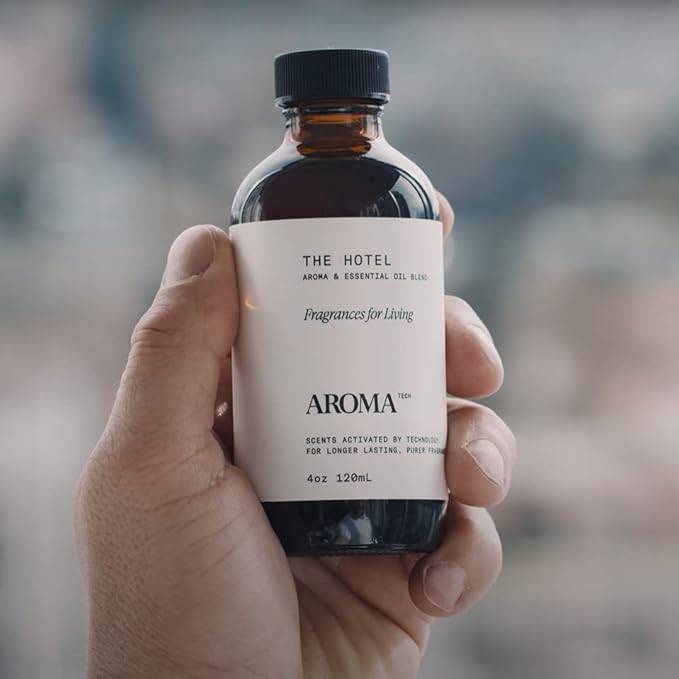 AromaTech Santal & The Hotel Set | Gift Set of Aroma Diffuser Essential Oils Blend of Santal Cardamom, Papyrus, Musk | The Hotel Peach, Red Rose, Pine - 120 Milliliter