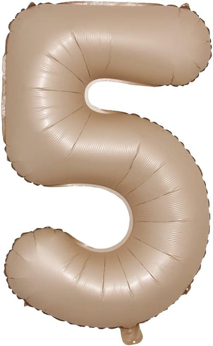 40 inch Caramel Cream Color Number Balloons 0-9 Large Digital Foil Helium Brown by RUIANSI