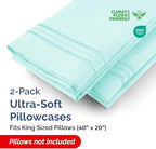 King Pillow Cases Set of 2 - Ultra Soft Hotel Quality Pillowcase Covers - Comfy, Cozy & Wrinkle Free - Shrinkage, Stain and Fade Resistant - Machine Washable Pillow Protectors - 2 Piece Set - Spa Blue