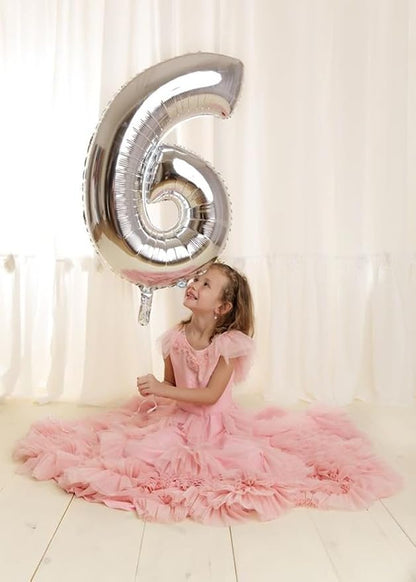 7 Balloon Numbers Birthday Decorations, 40In Silver Balloons - Image 5