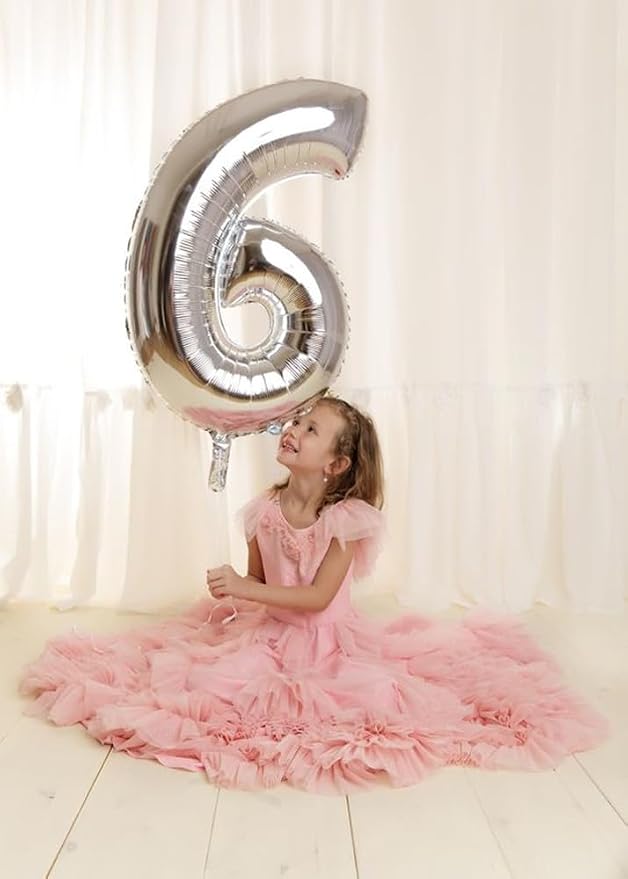 8 Balloon Numbers Birthday Decorations, 40In Silver Balloons - Image 5