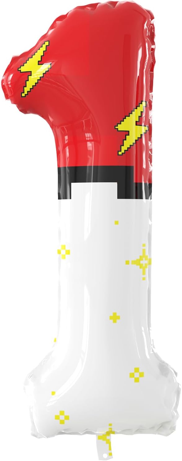 40 Inch Giant Red and White Cartoon Theme Number Foil Balloons by SIXONEAIEN