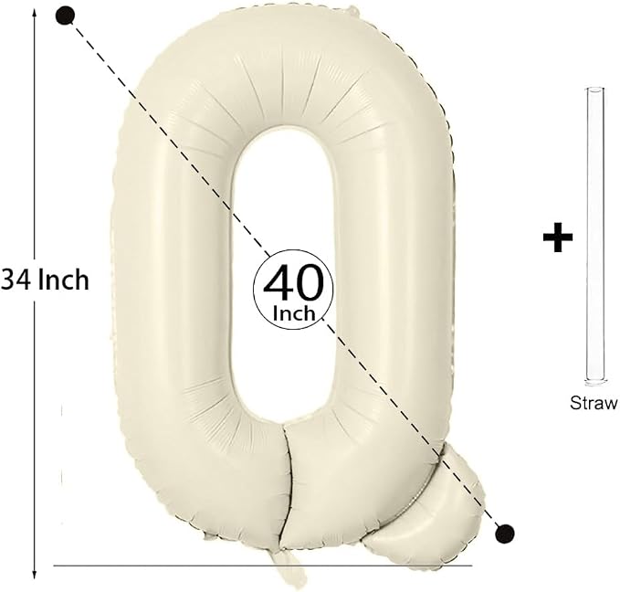 Letter Balloon 40Inch Cream White Big Alphabet Balloons Letter Q | Giant Foil - Image 2