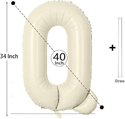 Letter Balloon 40Inch Cream White Big Alphabet Balloons Letter Q | Giant Foil - Image 2