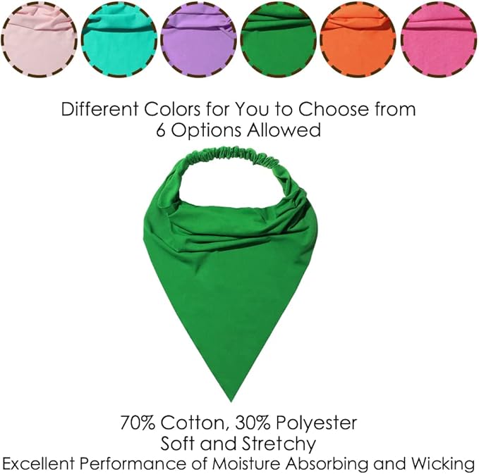 6 Pack Hair Scarf Headband for Women Elastic Bandana Head Scarf Large Boho Triangle Kerchief with Clips Non Slip Scarves