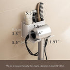 Hair Dryer Holder, Blow Dryer Hanger Wall Mount for Hair Dryer Hook with Plug&Cord Organizer Self Adhesive for Cabinet Bathroom (White Style B (1 Pack))