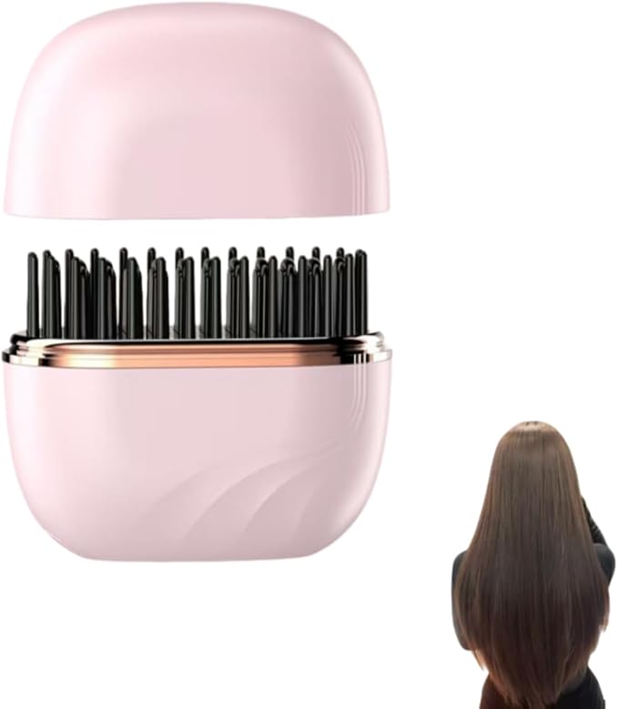 Mini Straightener, Rechargeable Portable Hair Straightener Brush, Cordless and Portable,Travel Straightene Mini,Fast Heating,Suitable for Travel (Pink)