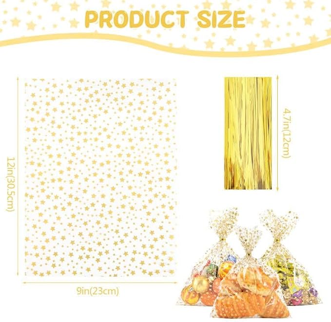 COQOFA 9"X 12" Gift Wrap Cello Cellophane Treat Bags Party Favor bags Clear - Image 2