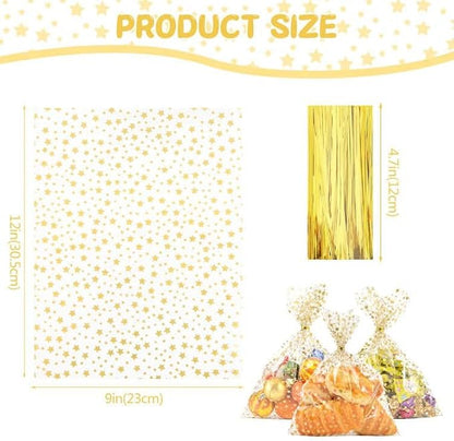 COQOFA 9"X 12" Gift Wrap Cello Cellophane Treat Bags Party Favor bags Clear - Image 2