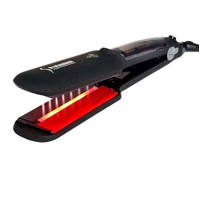 DORISILK Steam Hair Straightener and Curler Iron 2 in 1, Professional Salon Infrared Flat Iron Wide Tourmaline Ceramic Plate, Vapor Straighteners for Hair 450 Degrees Adjustable Temp, 2 Inch Black