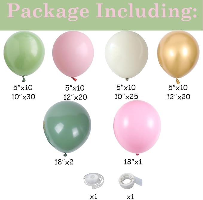 Pink and Green Balloon Arch Garland Kit - Image 2