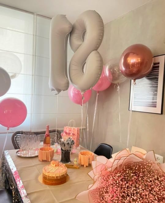 Cream White Foil Number 18 81 Balloon 40 Inch, Helium Mylar Number 18 81 - Image 5