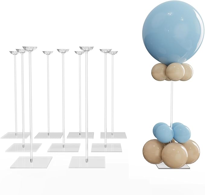 YALLOVE 10-Pack 23.6-Inch Clear Acrylic Balloon Centerpiece Stands | Tabletop by YALLOVEPARTYSUPPLIES