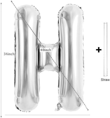 Silver Letter Balloons 40 Inch Large Alphabet Balloon Letter H | Foil Mylar Big - Image 2
