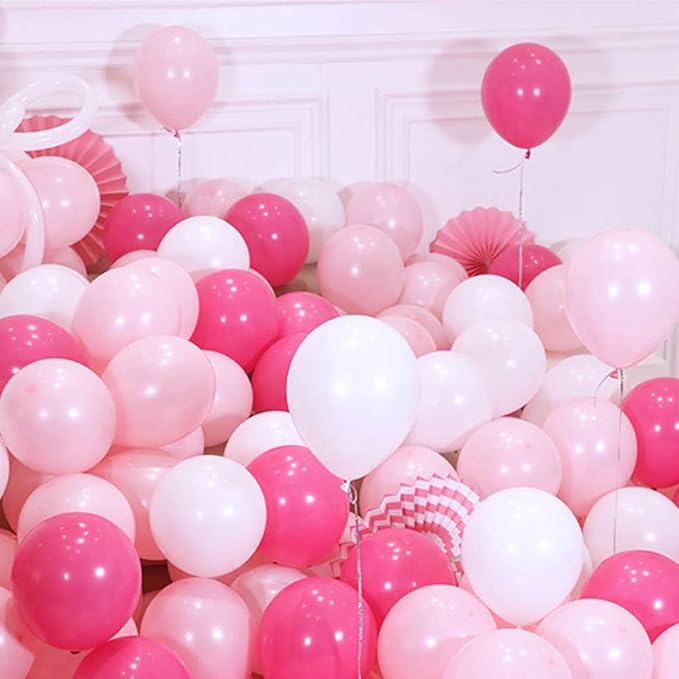 300 Pack Hot Pink Light Pink and White Balloons 5 Inch Pink White and Rose Red - Image 6