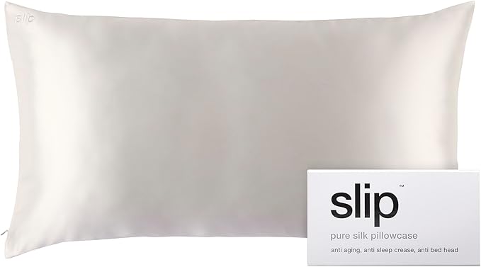 slip King Pure Silk Pillow Case - 100% Pure 22 Momme Mulberry Silk - King Size Standard Pillow Case -Anti-BedHead, Anti-Sleep Crease, White (20" x 36")