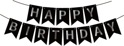 ZHENGYE Black Happy Birthday Banner by ZHENGYE