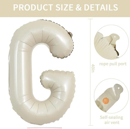TONIFUL 40 Inch Large Cream White Letter G Balloons Giant Alphabet Letter - Image 2
