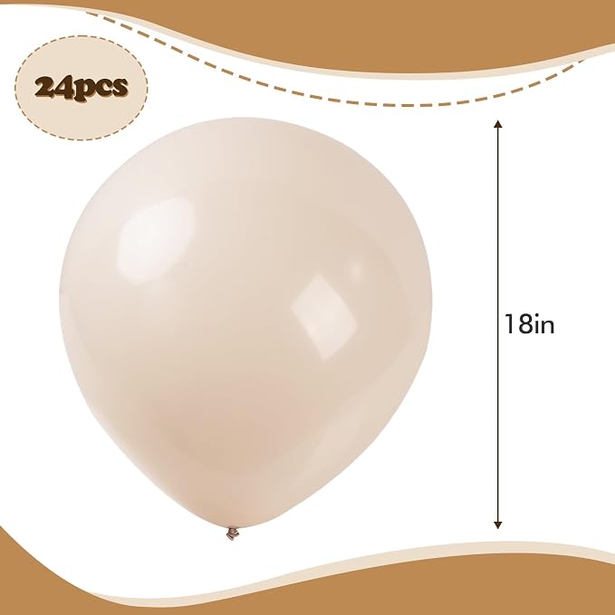 24 Pack Big White Sand Balloons, 18 Inch Large Cream White Beige Balloons Jumbo - Image 3
