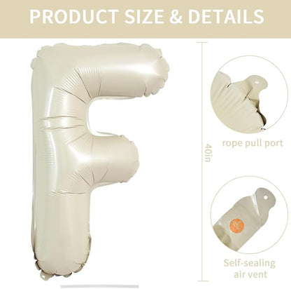 TONIFUL 40 Inch Large Cream White Letter F Balloons Giant Alphabet Letter - Image 2