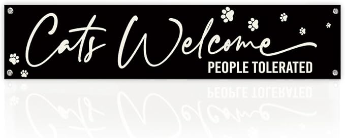 Cat Welcome Banner Decor for Home, Cute Paw Print Hanging Wall Decoration for by Unknown