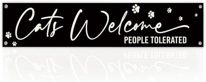 Cat Welcome Banner Decor for Home, Cute Paw Print Hanging Wall Decoration for by Unknown