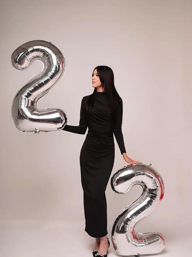 Large Number Balloons 40 Inch Silver 18 Balloon - Image 4