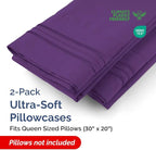 Queen Pillow Cases Set of 2 - Ultra Soft Hotel Quality Pillowcase Covers - Comfy, Cozy & Wrinkle Free - Shrinkage, Stain and Fade Resistant - Machine Washable Pillow Protectors - 2 Piece Set - Purple