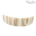 French Amie Ivory Handmade Curved Strong Grip Celluloid Automatic Volume Hair Clip Barrette (Ivory)