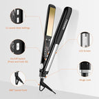 Faszin Professional Hair Straightener, 1.18 inch Ionic Titanium Plate, 20S Fast Heat Up Flat Iron with Clear LED Display, 2 in 1 Straightener and Curler Styling Tool for Straighten Hair (Black)