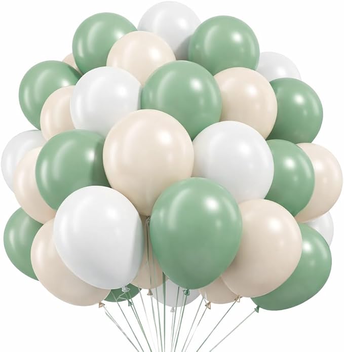 Sage Green Balloons, 12 Inch Sage Green and White Sand Balloons by Froova