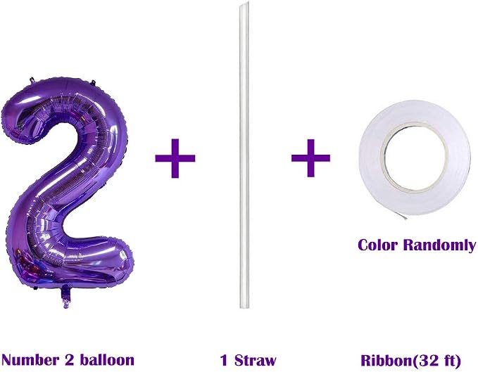 40 Inch Jumbo Purple Number 2 Balloon Giant Balloons Prom Balloons Helium Foil - Image 3