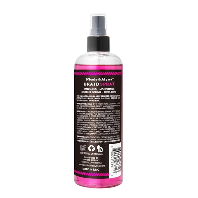 Nicole & Alyssa - Braid Spray 9.5oz - for BOHO Braids, Twists, Locs, Box Braids, Knotless Braids, Cornrows - Braid Sheen, Refreshing, Moisturizing, Detangling, Extra Shine