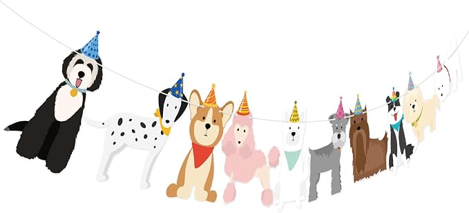 Hooqict Dog Birthday Banner Puppy Themed Party Decorations Dog Garland Banner by Hooqict
