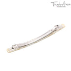 French Amie Long and Thin Large 4" Handmade Celluloid Hair Barrette Clip for Girls Automatic Strong Hold Hair Clips for Women No Slip Durable Paris Hair Accessories, Made in France (Cream Nougat)