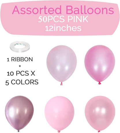 Pink Balloons for Birthday Party Decorations- 12 Inch Different Shades of Pink - Image 4