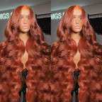 AMIRTY Ginger Lace Front Wigs Human Hair 13X4 HD Transparent Lace Frontal Wigs Pre Plucked with BabyHair Chestnut Brown #33 Human Hair Wigs For Women 28 Inch