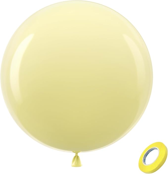 Bezente Pastel Yellow Giant Latex Round Balloons 36 Inch 8 Pack | Light Yellow by Bezente