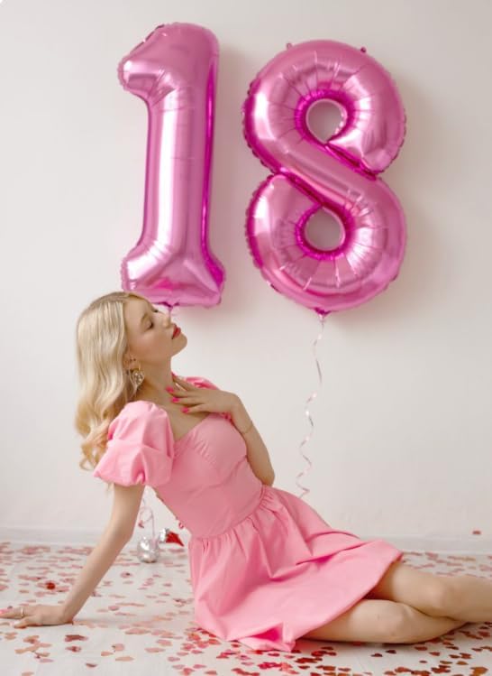 Pink Number 7 Balloon 40 inch, Balloon numbers party supplies, deco photo shoot - Image 6