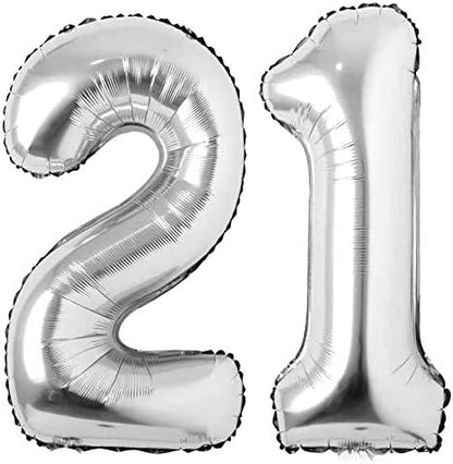 Jonhamwelbor 21 Number Balloons Silver Giant Jumbo Big Large Number 21 Foil by Jonhamwelbor