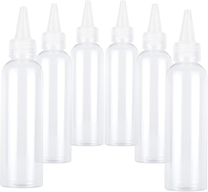 TRENDBOX 4oz / 120ml Plastic Bottle Pointed Mouth Top Cap for Essential Oils, Liquid - 6 Pack