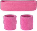 Suddora Sweatbands Set, Moisture Wicking 2 Wristbands and 1 Headband, Breathable Terry Cloth Athletic Bands for Basketball, Tennis, Yoga, Gym, Sweat Bands for Costumes and Cosplay